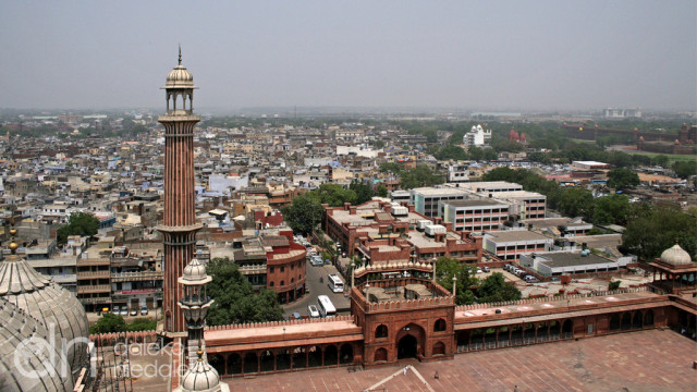 Panorama Delhi widziana z minaretu Jama Masjid Panorama Delhi widziana z minaretu Jama Masjid